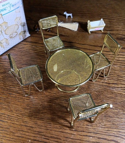 Brass doll house furniture - house,