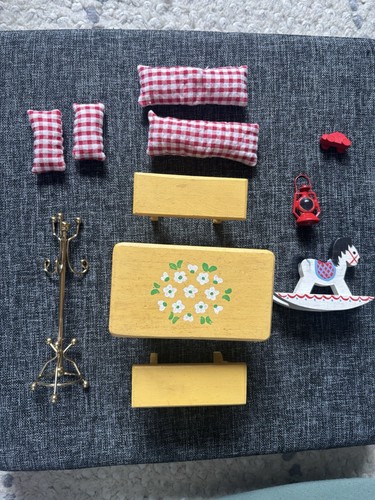Doll house furniture and - house,