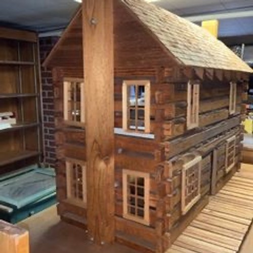 Huge vintage log cabin doll - vintage,