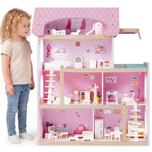 Kids wooden dollhouse story - wooden,