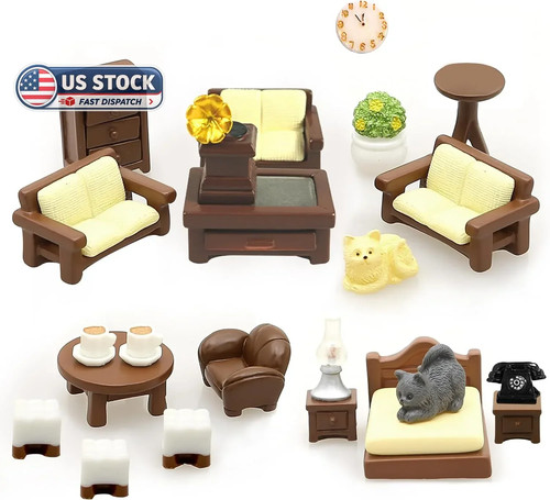 23pcs mini furniture brown - 23pcs,