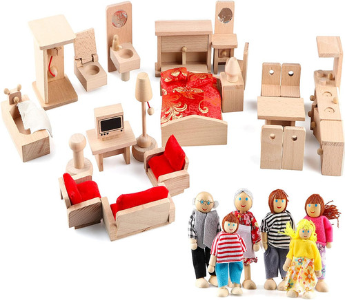Pcs set wooden - 5, dollhouse